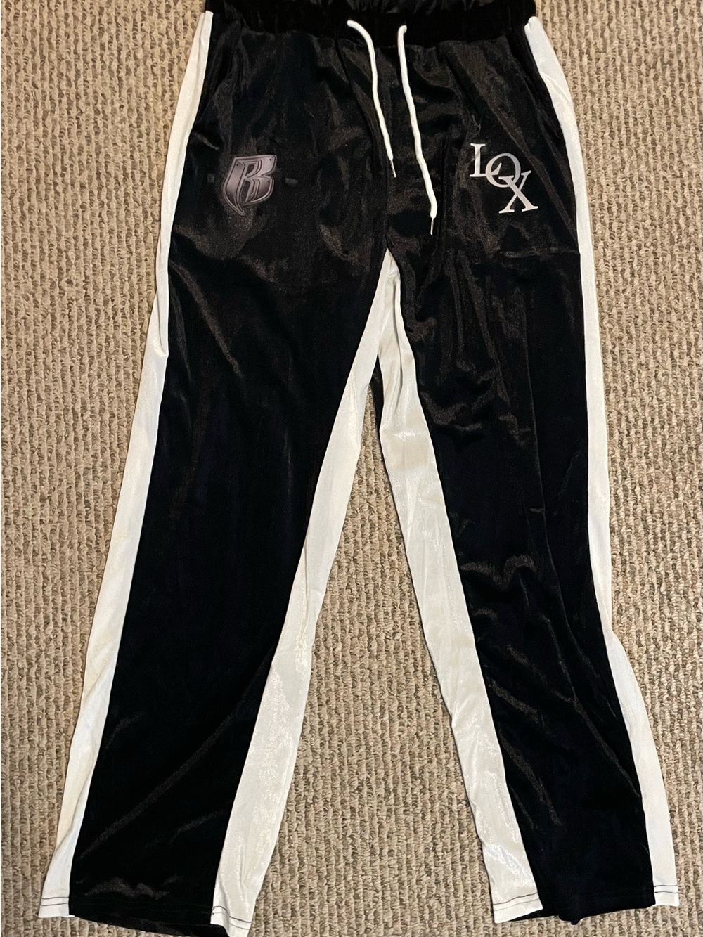 Black and White LOX Ruff Ryders light velour Jacket & Pants Set size Medium new - Picture 10 of 11